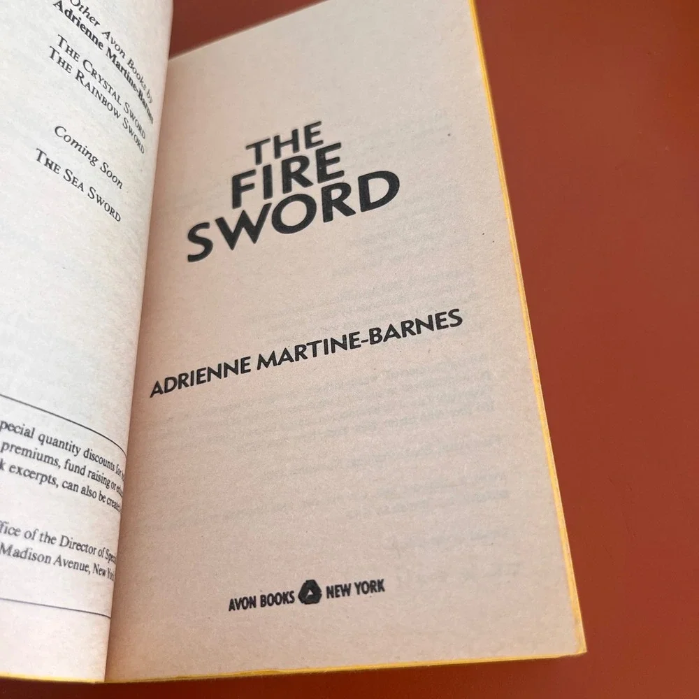 The Fire Sword Adrienne Martine-Barnes 1984 First Edition Fantasy Paperback Book